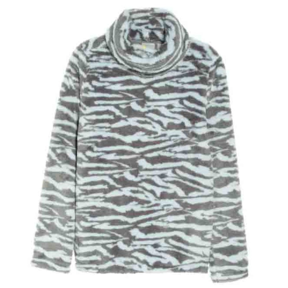 NWT Zella Nikki Fleece Sweatshirt in Grey Shadow Wild Zebra size S